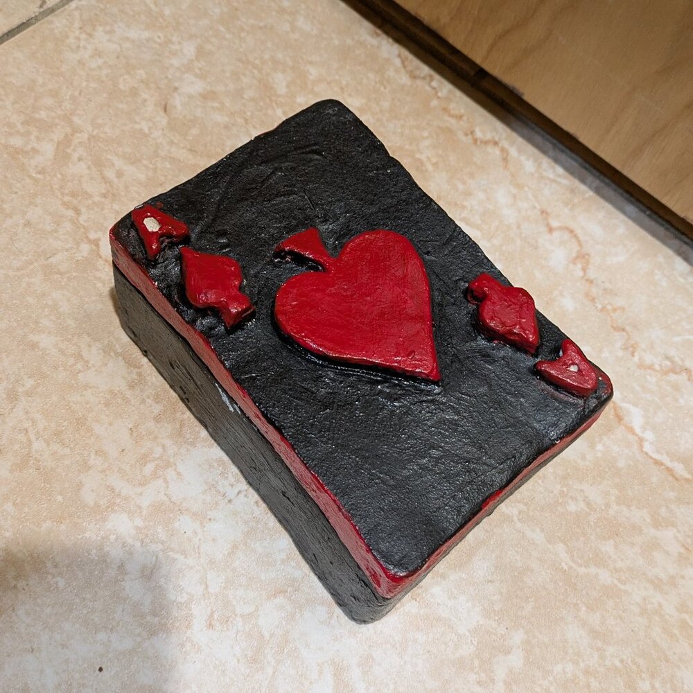 Red Ace of Spades Ceramic Container